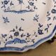 Old Moustiers faience plate blue and white with blue ibis decoration.