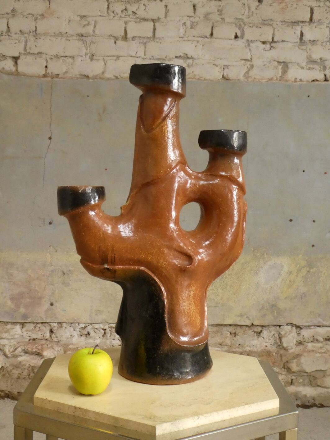 brutalist ceramic candlestick, 1970