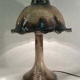 Midcentury ceramic enameled glazed mushroom table lamp