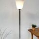 Lampadaire art déco Mazda chrome bois opaline