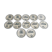 Table service 12 old plates Terre de Fer Rocaille , Faience Pexonne