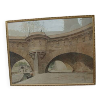 Watercolour Pont-Neuf/Paris - L. Ottin - 1889