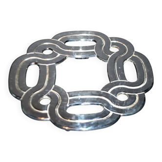 LANCEL dessous de plat en métal argenté sous-plat étiquette "Lancel Paris" vintage 1970