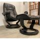 Armchair relaxation leather & footrest Stressless model Ekornes vintage 1980
