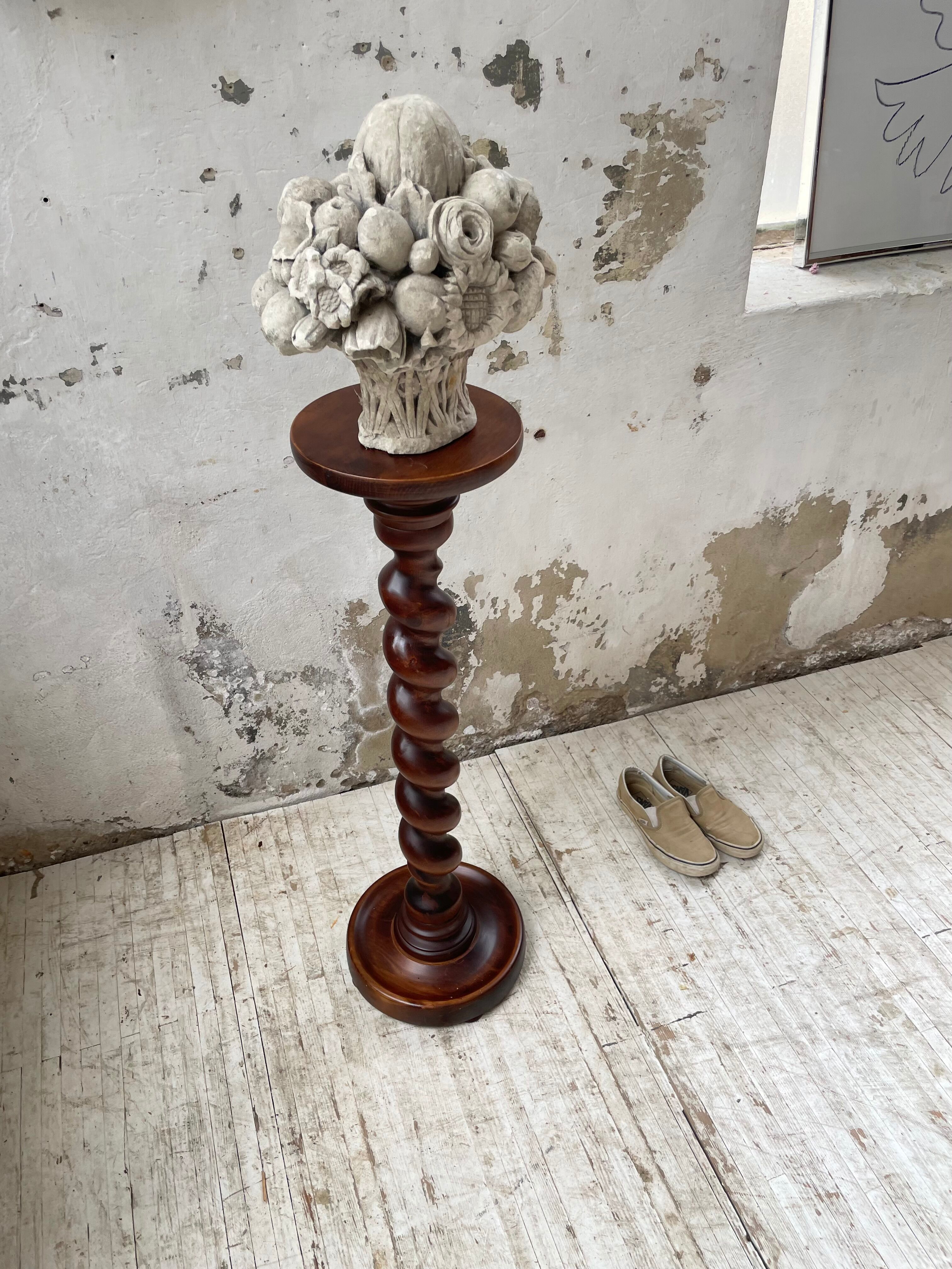 Side table walnut base turned wood