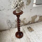 Side table walnut base turned wood