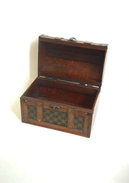 Monogrammed wooden chest