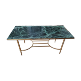 Coffee table in green marble and brass