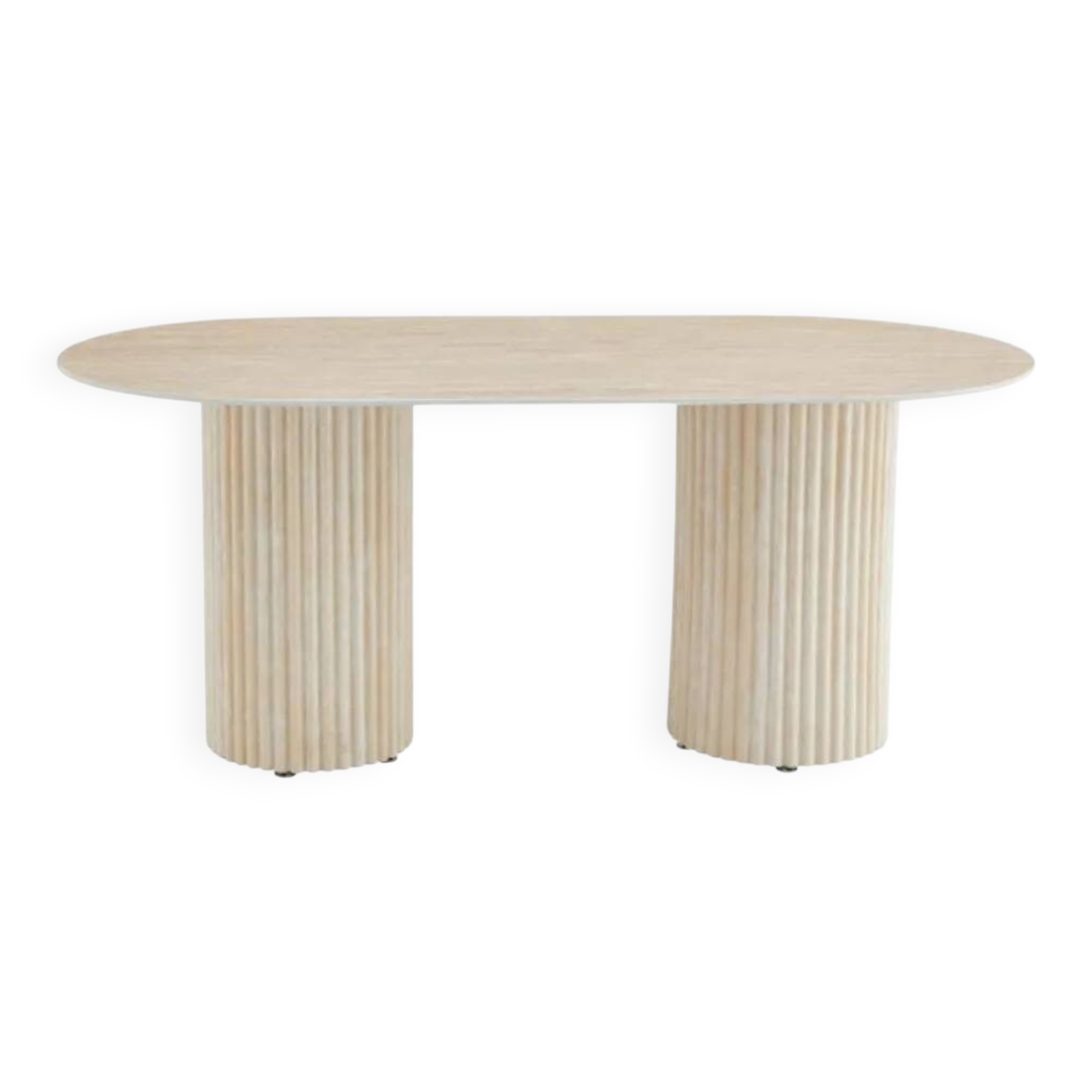 Keysha dining table oval travertine ceramic glossy top