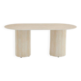 Keysha dining table oval travertine ceramic glossy top
