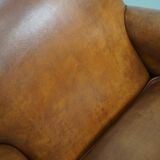 Fauteuil club néerlandais vintage en cuir de couleur cognac