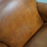 Vintage Dutch leather club chair in cognac color
