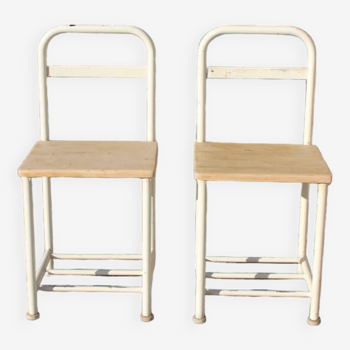 Pair of vintage boarding school bedside tables