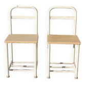 Pair of vintage boarding school bedside tables