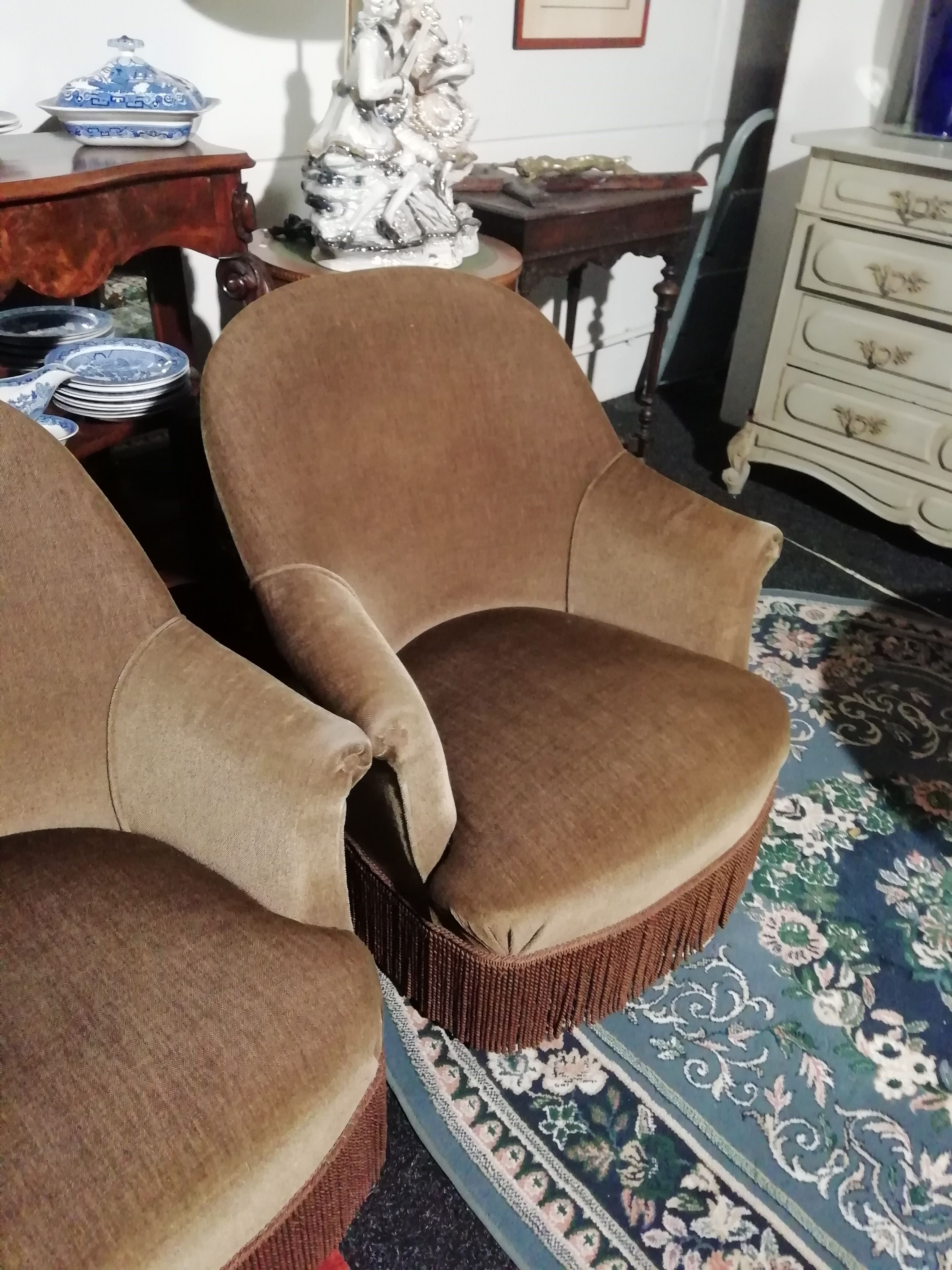 Paire de fauteuil Crapaud en velours