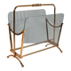 Vintage magazine rack, brass and glass, Italy 1950-1960