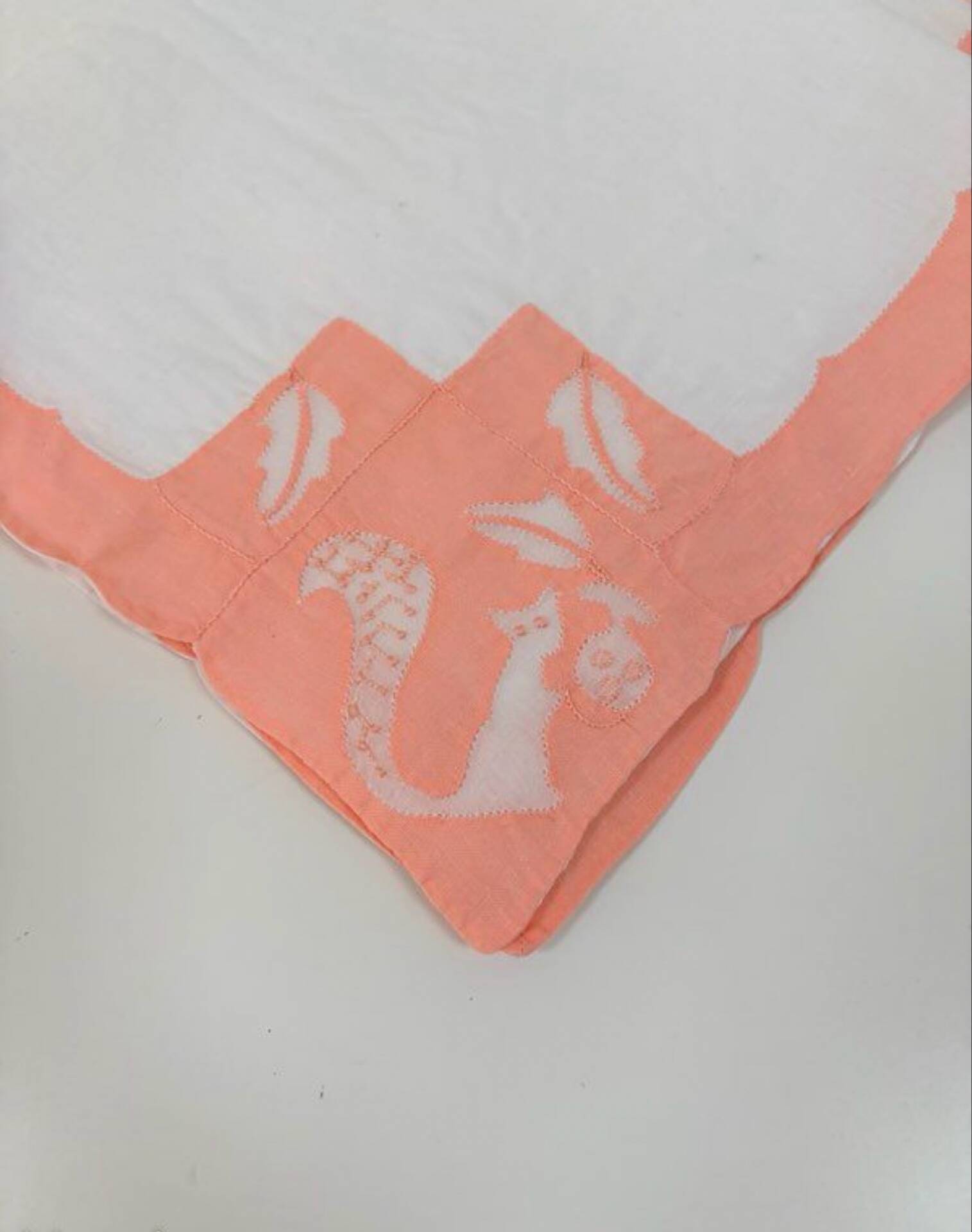 Art Deco table service from the 1930s: large rectangular tablecloth and 6 place settings.