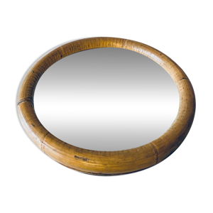 Miroir rond en rotin