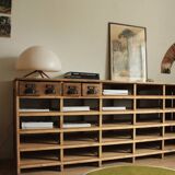 Meuble de métier à casiers vintage en bois