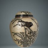 Enameled brass lidded pot