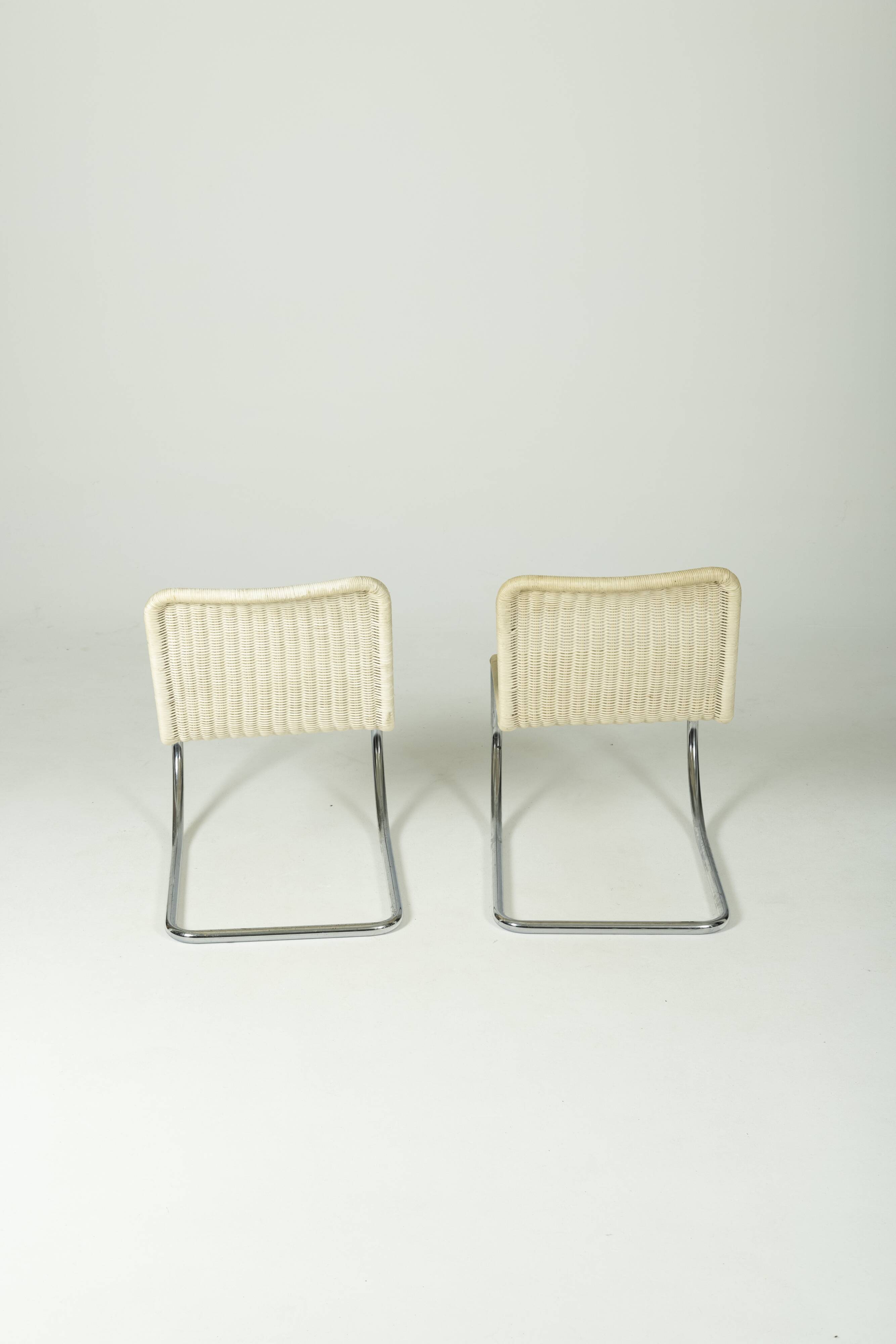 Bauhaus "MR10" chairs by Ludwig Mies van der Rohe, Tecta edition circa 1990