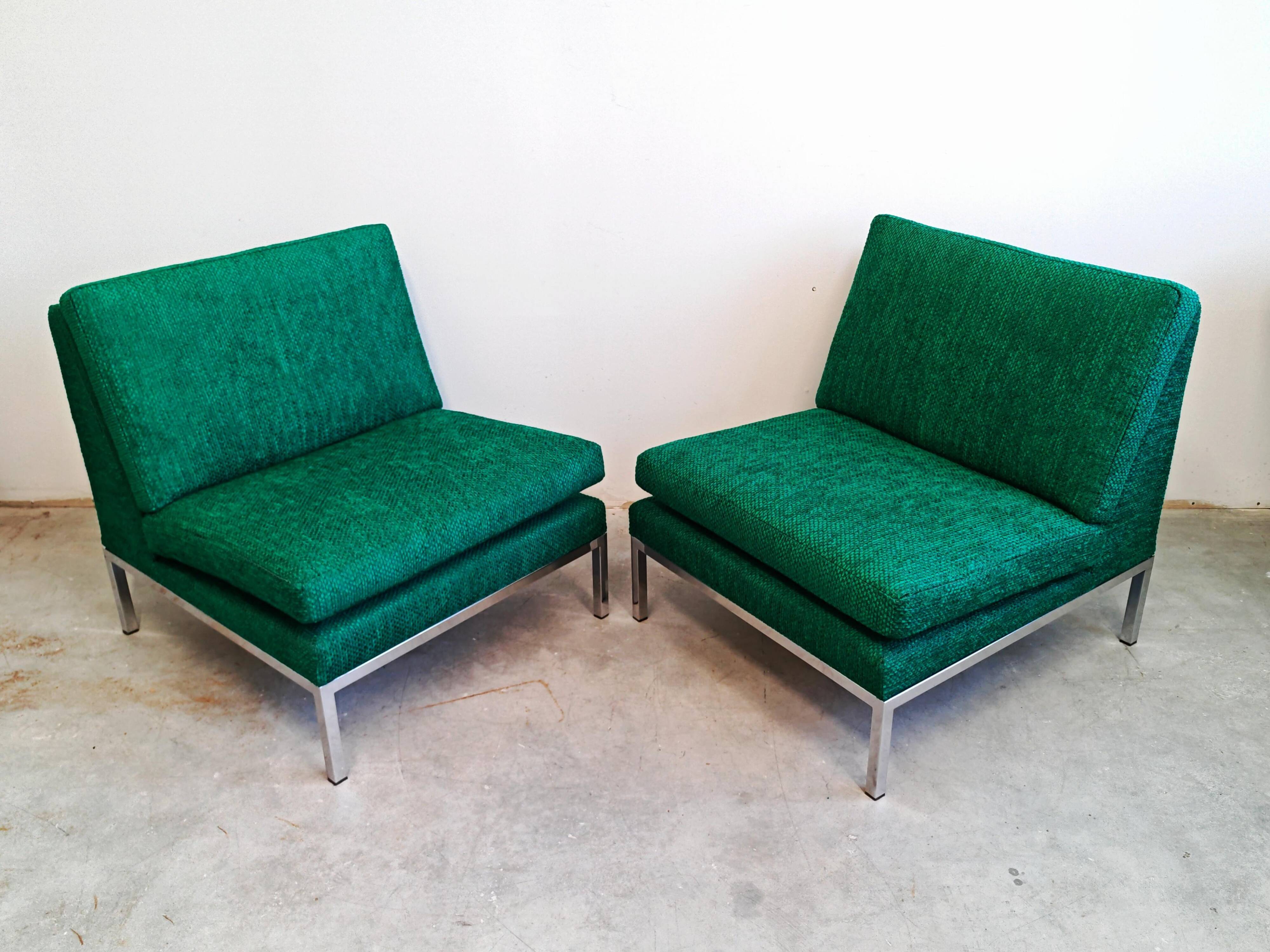 Paire de fauteuils slipper Mid Century Modern par Florence Knoll