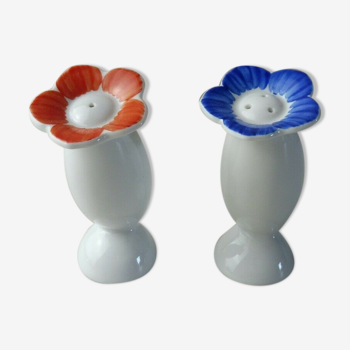 Salière poivrière forme fleur Salz pfefferstreuer Blume, en porcelaine Arzberg