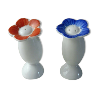 Salière poivrière forme fleur Salz pfefferstreuer Blume, en porcelaine Arzberg