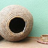 Burgundy in braided straw