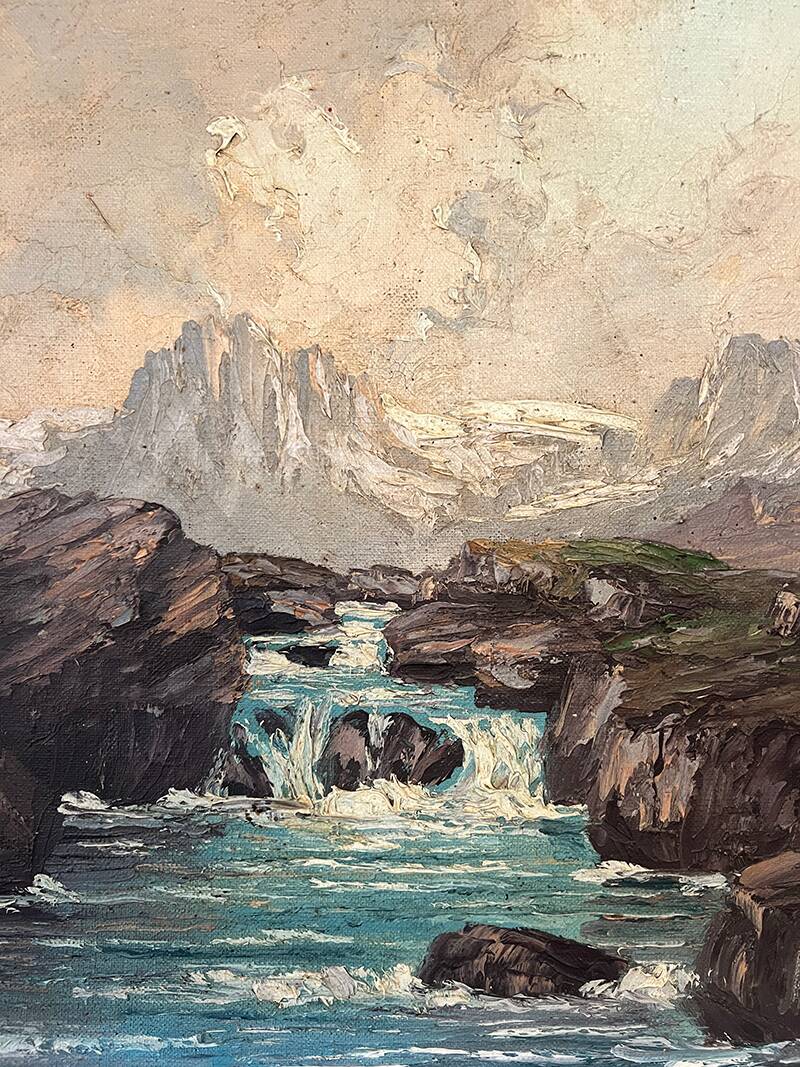 Painting "Mountain Torrent", Oil on canvas