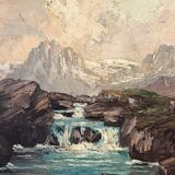 Painting "Mountain Torrent", Oil on canvas