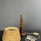 Mid-Century modern brutalist wood turned table lamp Charles Dudouyt style