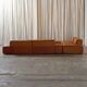 Paione modular sofa in brown leather, Claudio Salocchi, 1960s