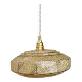 Art Deco pendant light in yellow and silver glass