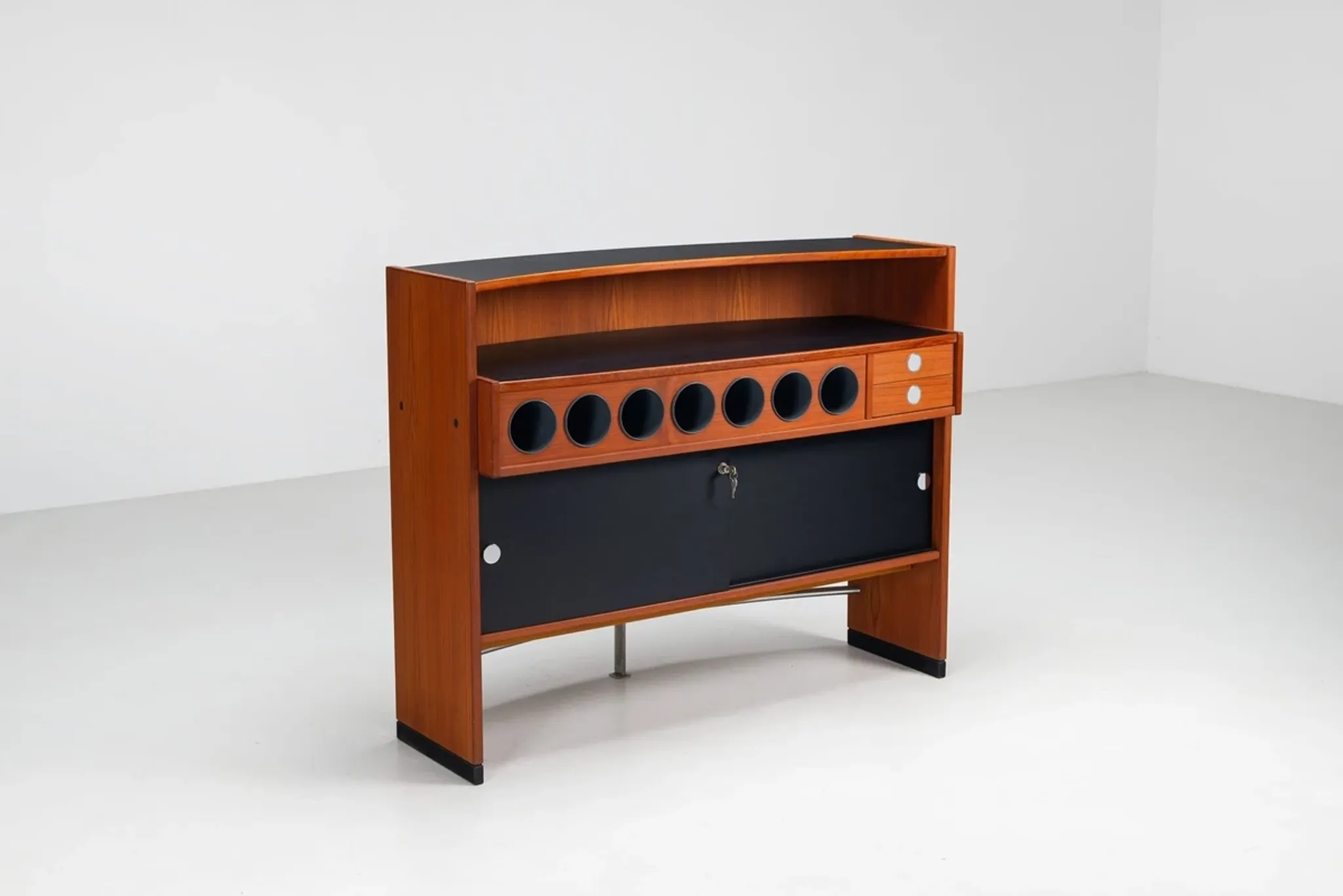Erik Buch boomerang dry bar set in teak Dyrlund Denmark 1960