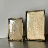Pair of Art Deco Gold colored frames in different sizes Convex glasses