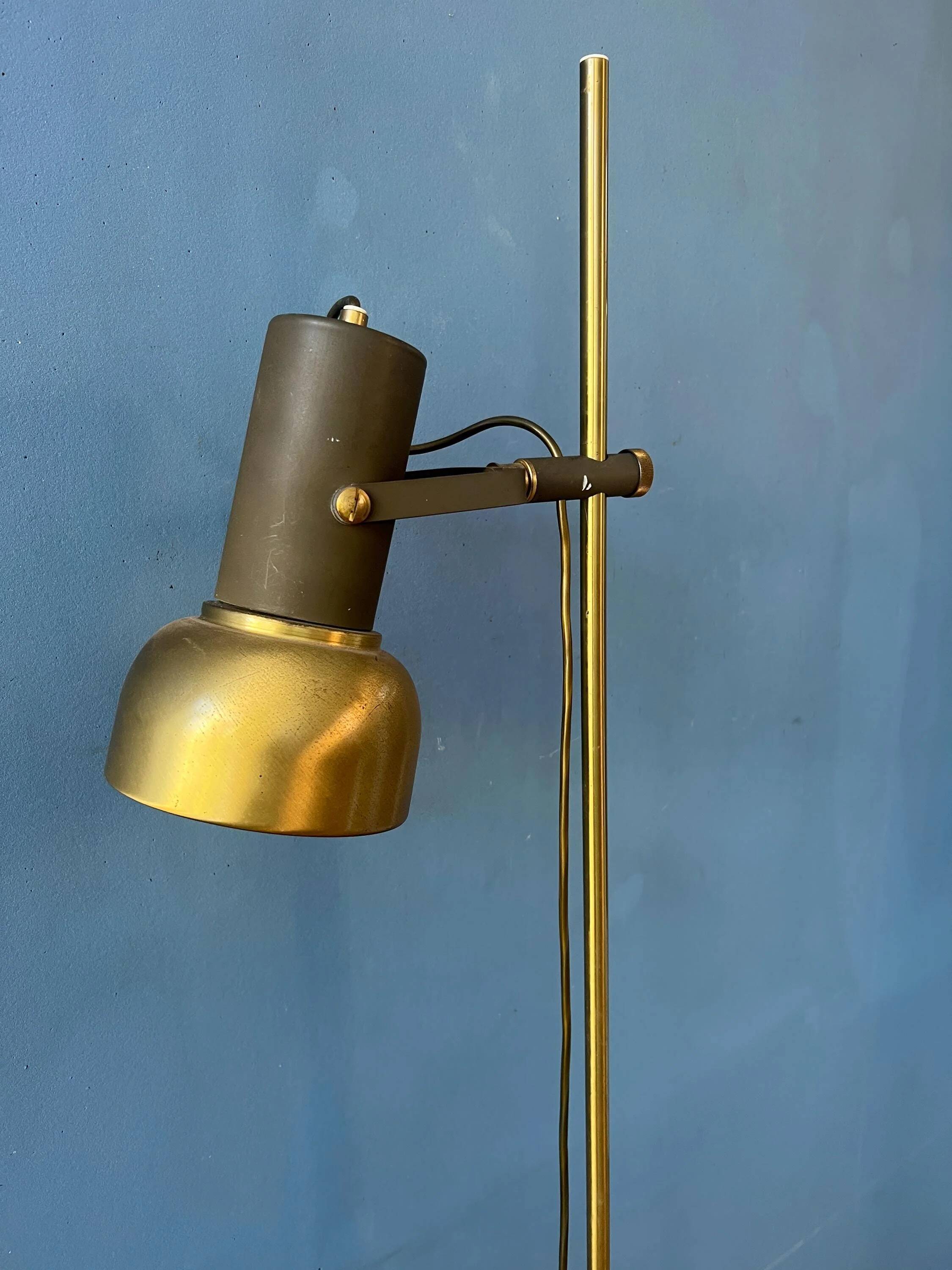 Lampadaire vintage en laiton avec spot orientable