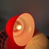 Lampe en verre rouge intérieur opaline vintage unique