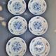 Lot de 6 assiettes à dessert KG Lunéville liseré bleu et fleurs jaunes et bleu jaune