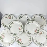Set of 8 flat plates by Churchill, "Victorian Orchard" model, Staffordshire, England.