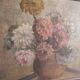 Vintage French oil painting of chrysanthemums