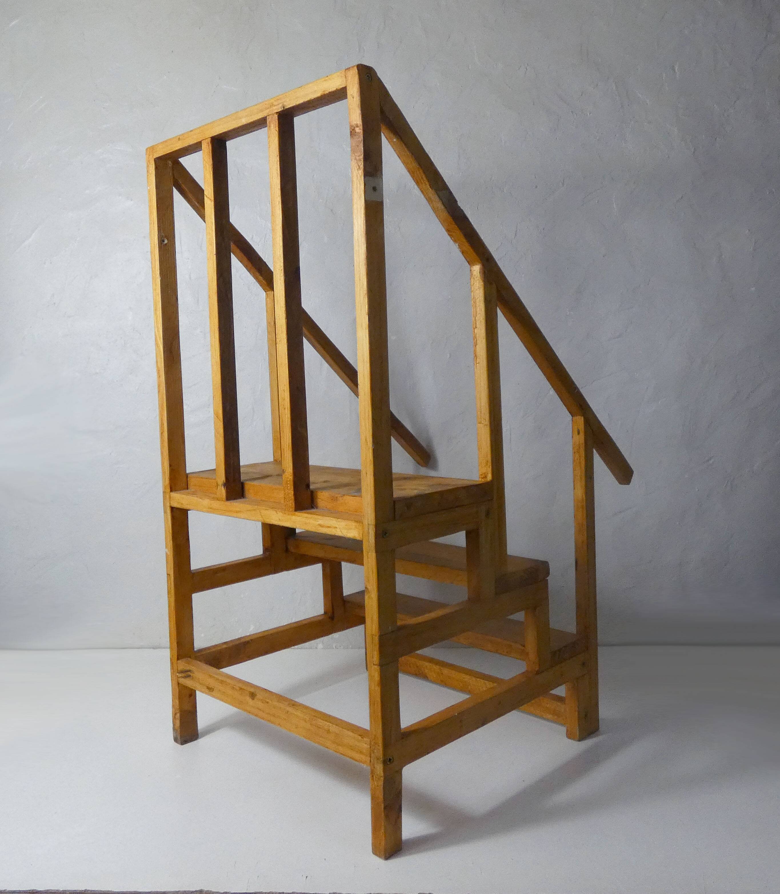 vintage wooden library staircase