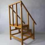 vintage wooden library staircase