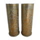 Pair of vases with engraved shell casings, WW1 trench art