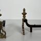 Pair of Chiselled Bronze and Wrought Iron Chenets in Louis XV Style