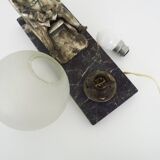 Lamp, Art Deco sled base night light in spelter on marble base