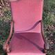 Armchair Voltaire or shepherdess and foot rest in pink velvet Louis XVI