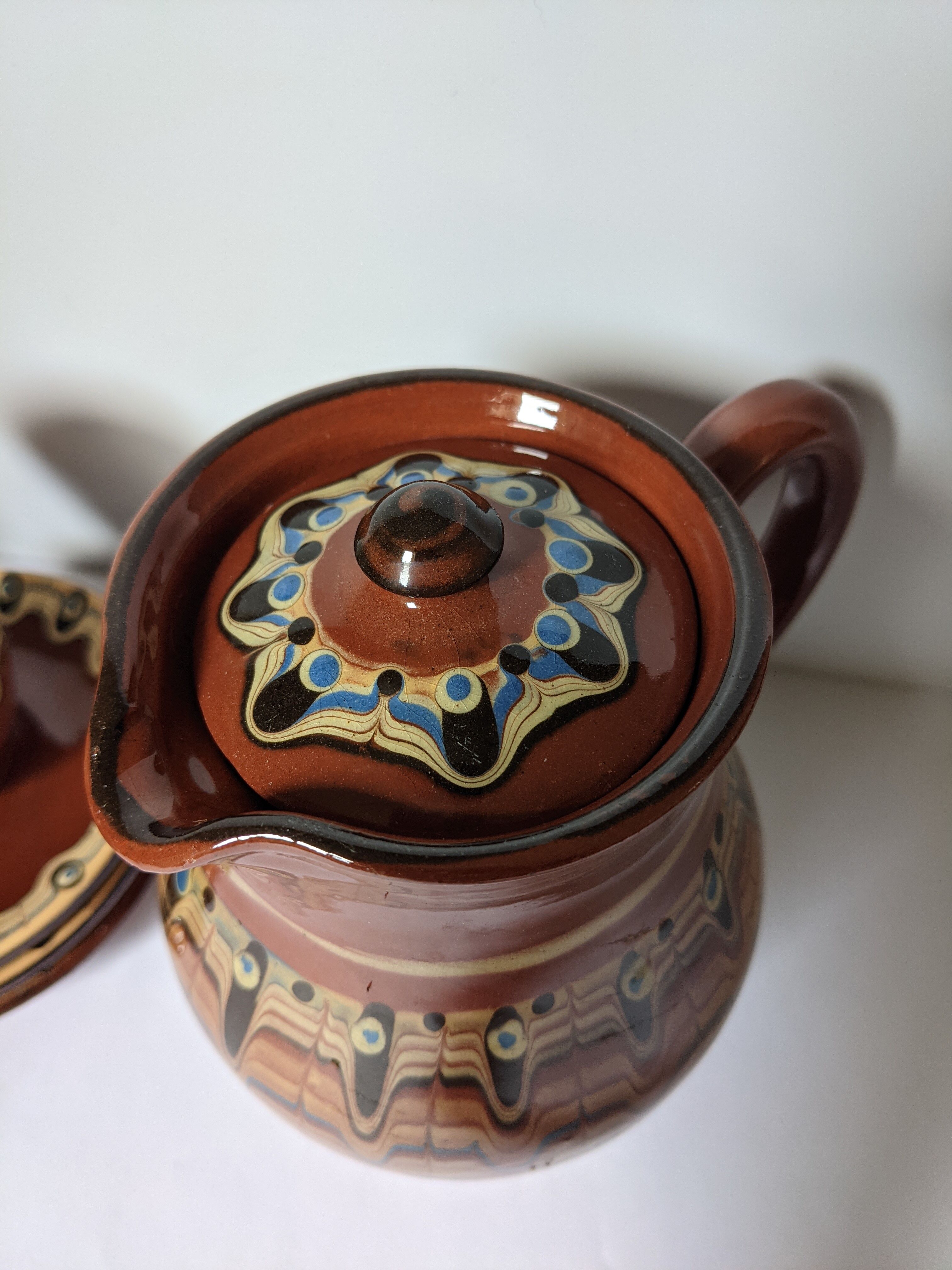 Brown glazed ceramic coffee service