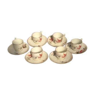 6 coffee cups with earthenware saucer