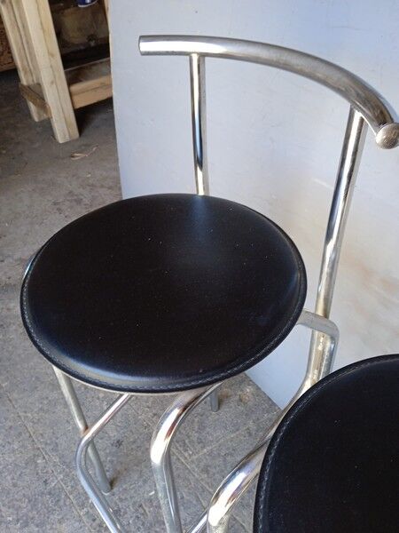 2 bar top stools metal chrome design 1980